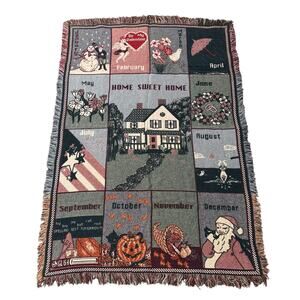 Home Sweet Home Monthly Calendar Tapestry Throw Blanket 47 x 68